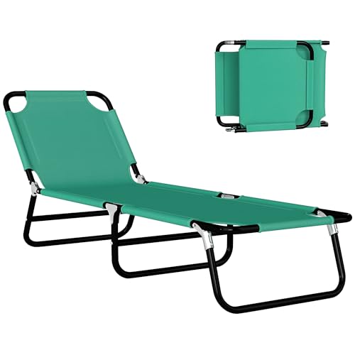 Outsunny Bain de Soleil, Chaise Longue Pliante, transat inclinable en Tissu Oxford, transat Jardin extérieur pour Plage, Relax, Camping, Piscine, terrasse, 188 x 56 x...