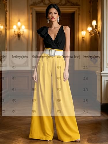 Pantalon chic de bureau et soirée taille haute fluide à plis - 2