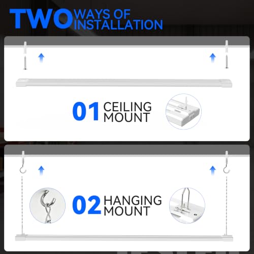 Image of JESLED 4FT LED Shop Lights, 3CCT Selectable 4000K /5000K /6500K, Adjustable 30W /40W /50W, 7500LM(300W Eqv), Linkable Utility Commercial Bay Light, Plug & Play, Ceiling or Hanging Mount, ETL, 10-Pack