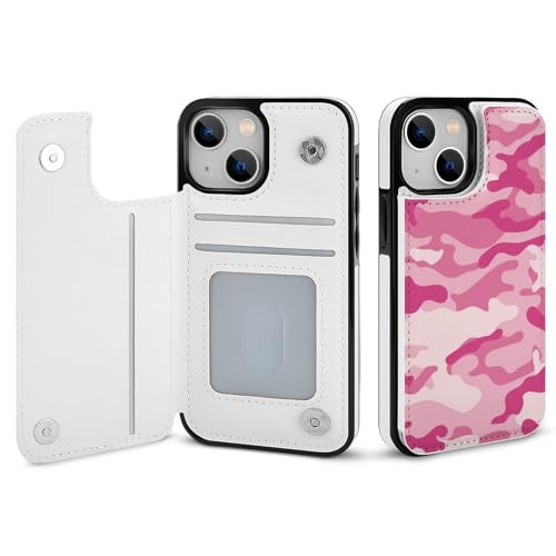 iPhone13ProMax用ケース カバー 手帳型 迷彩柄 ピンク アイフォン13ProMax用 カード収納 横置きスタンド機能 全面保護 Case