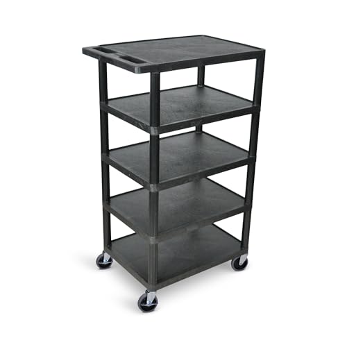 Image of FSE 373-BC50-B Five Flat-Shelf Structural Foam Plastic Cart