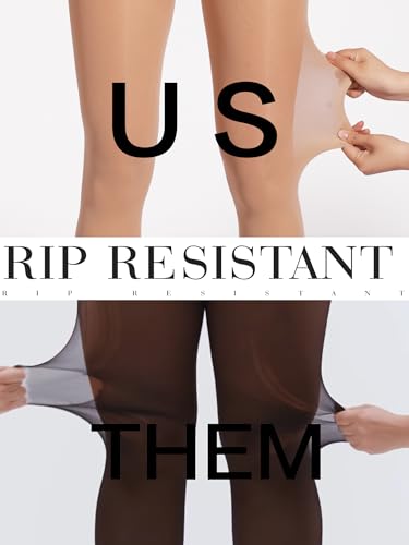 Image of HOTBOSS Unbelievable Durability Tights, Rip Resistant Pantyhose, 40D Semi Sheer High Waist T-Crotch Strong Tights for Women