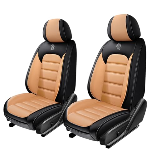 Image of 2 Seat Covers for Hyundai Santa Fe XL 2001-2024,Premium Nappa Leather Car Seat Covers Car Seat Cushions,Waterproof Soft Seat Covers for Cars,Interior Accessories with Airbag(Standard-Black&Orange)