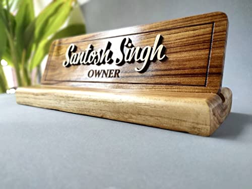 Image of 3D Text Wooden Desktop /Table Name Plate for Office with Stand for Doctor /Lawyer /Advocate /CEO /Police /CA /Architect / | Table Nameplate /Tabletop Nameplate for Professional