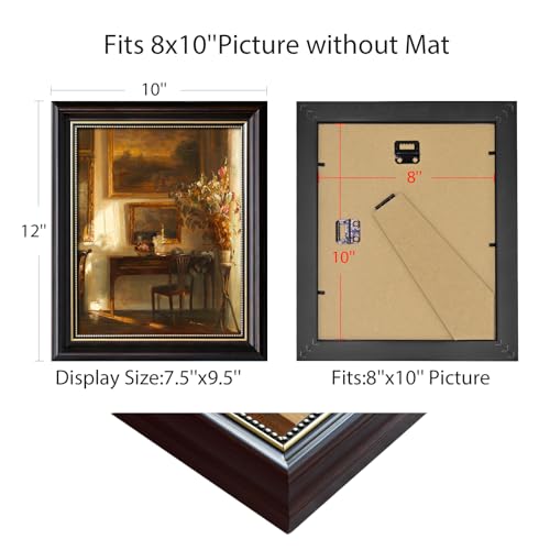 Image of 8x10 Vintage Picture Frames,Ornate Picture Frame for Wall Decor,1 Pack Antique Picture Frame,Brown