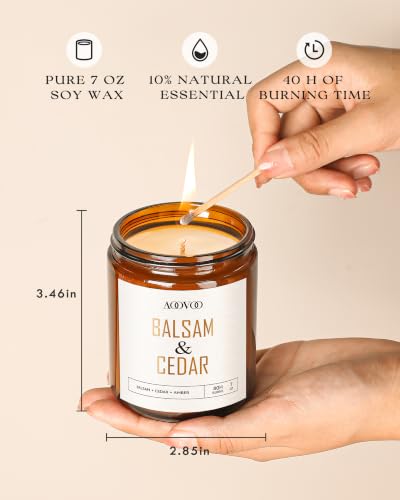 Image of AOOVOO Christmas Candles - 4 PC Scented Candle, 28 oz Soy Candles, Soy Candle for Home Scented,Siberian Fir /Balsam Cedar /Cinnamon Rolls /Hot Cocoa