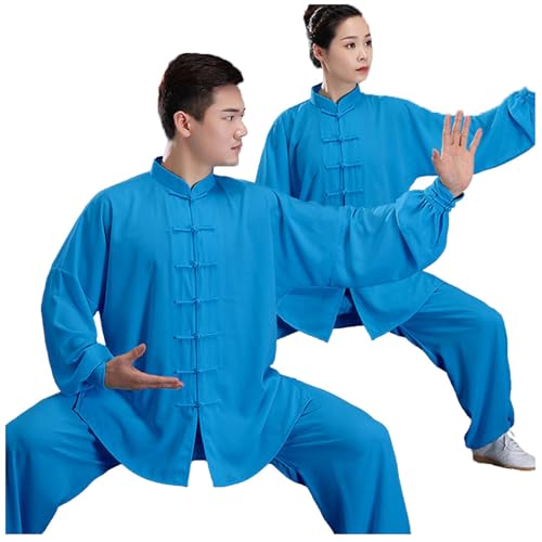 DAYKET Ropa de Tai Chi para Hombres y Mujeres, Uniformes Tradicionales Chinos para Artes Marciales, Qi Gong, Wing Chun, Disfraz Unisex de Kung Fu.,Royalblue-XL