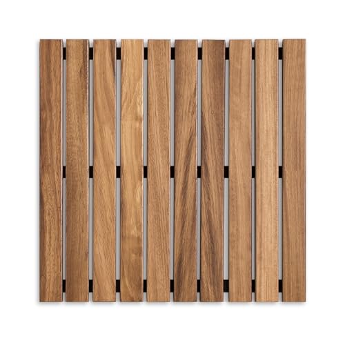 Tarima/Alfombra Flexible para Ducha y baño, en Madera de Teca (50 x 50 cm)