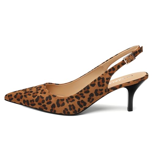 Image of NUMALEO Slingback Heels for Women Pointed Close Toe Kitten Heels Patent Pumps Dress Party Comfy Heeled Sandals Stiletto 2.5 Inch Dress Shoes