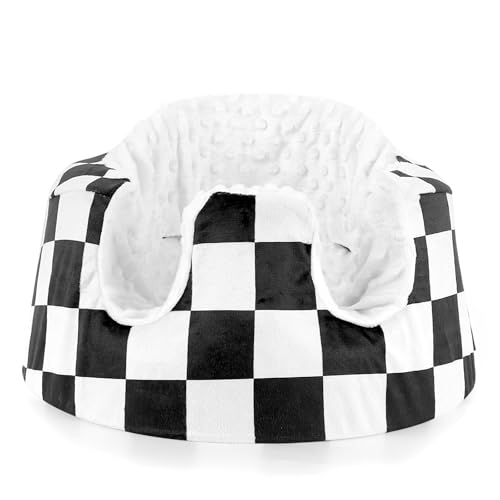 Image of DILIMI Minky Seat Cover Compatible with Bumbo Seat, Removable Ultra Soft Comfortable Warm Seat Slipcover for Baby Girl and Boy, Black Checkered