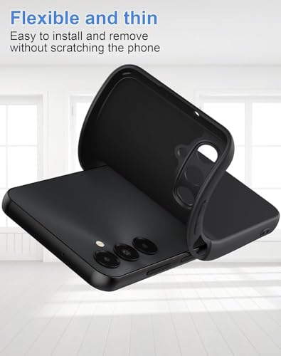 Image of Elzzi Microfiber Candy Case for Samsung A35 5G Smooth Touch Cushion Liquid Soft Silicone Gel Rubber Phone Cases Non-Slip Full Body Protective Shockproof Back Cover - Black