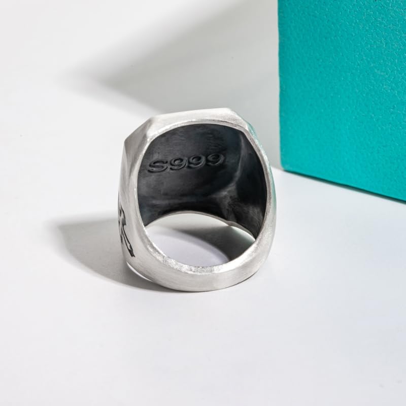 Miniatura 6 de AnuClub Anillo de plata de ley S999 de San Miguel El gran protector Arcángel derrotando a Satanás figura amuleto para hombre