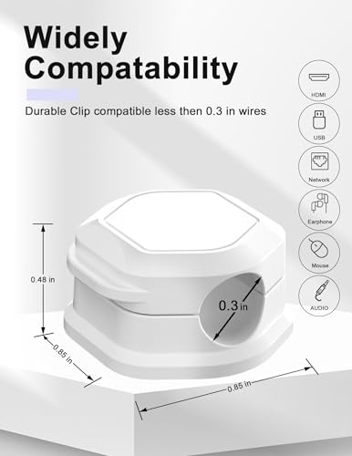 Cord Holder - Cable Clips - Cord Organizer for Desk - Cord Holder for Nightstand - for Desk, Nightstand, Phone Charger, Computer, Home, Office, Car(12pcs)