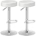 COSTWAY Bar Stools Set of 2, Modern Swivel Backless Round Barstool, PU Leather Armless bar Chair with Height Adjustable, Chrome Footrest, Sturdy Metal Frame for Kitchen Bistro Pub (White, 2 pcs)