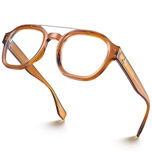 Image of VISOONE Retro Round Anti Eyestrain Metal Medium Eyewear Blue Light Blocking Glasses for Computer Gaming Women Man SANFORD