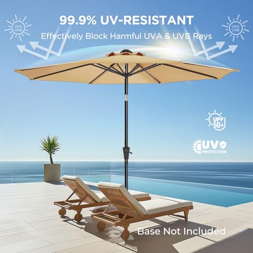 cantilever patio umbrella 5 star rated PURPLE LEAF 9' x 9' Excellent UV Protection Navy Blue SOLAR POWERED MARKET UMBRELLA WITH LED LIGHTS COLOR:TRAILHEAD PHANTOM diameter aluminum pole and 8' x 12' Ocean