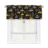 HJFCZH Cortina corta con cenefa de 137 x 45,7 cm, estampado de cabina negra de Londres, decoración del hogar, bloqueo de luz suave al tacto, para ventana de cocina y baño