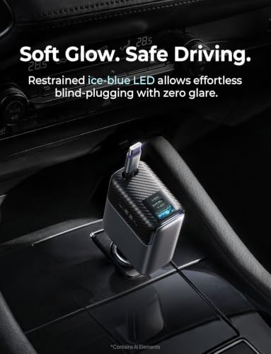 LISEN 100W Single Retractable Cable Car Charger Super Fast Car Charger USBC - image 8