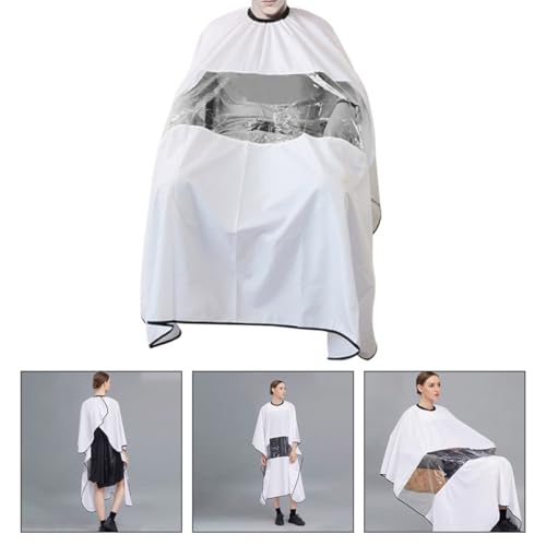 Capa para cortar cabello blanca con ventana para salón unisex miniatura 5