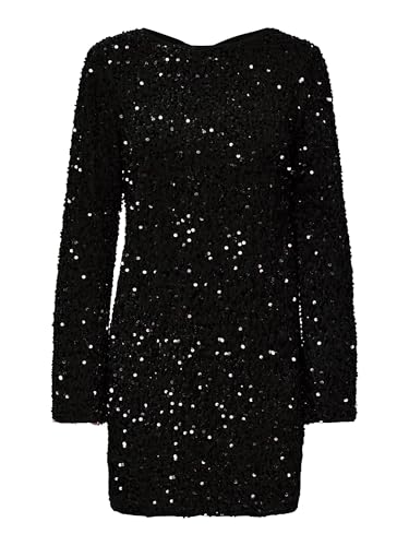 ONLY Damen Onlanika Sequins Ls Bow Dress WVN Cs, Black, M