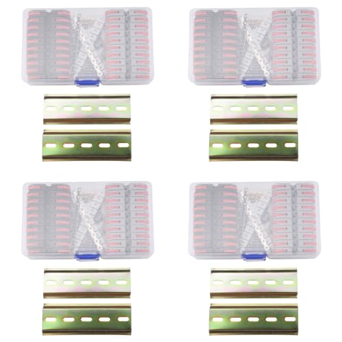 TsoLay 4X Kit di Morsettiere Su Guida DIN, con Connettori Compatti Universali, Barra di Connessione, Striscia di Marcatura, 28-12 AWG