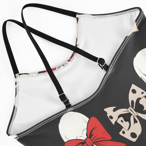 Skull Bow Pattern Girls One-Piece Swimsuit Quick Dry Beach Swim Bathing Suit4