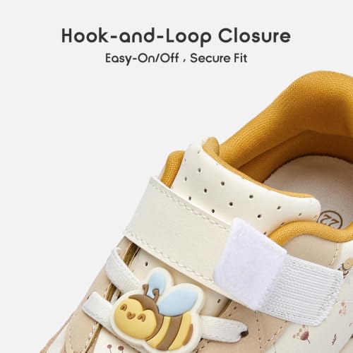 Image of Balabala Girls Boys Toddler Sneakers Wide Toe Box Walking Shoes | Unisex Kids Sneakers with hook-and-loop straps, non-slip soles, soft heel cushion, and flexible support for play