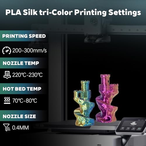 Image of Silk Tri Color Gold Blue Fuchsia PLA 1.75mm 250g Shiny 3D Printer Filament | Silk finish Tri Gold Blue Fuchsia Coextrusion Smooth transition Neatly wound 0.25kg Small spool for Bambu Prusa 3D Printer