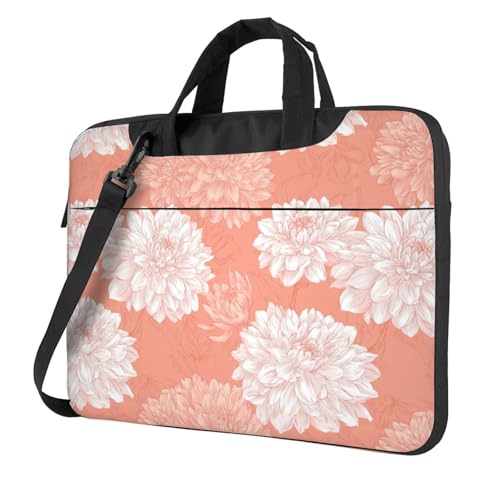 Funda acolchada para laptop de 15,6" con elegante diseño de flores de dalia blanca