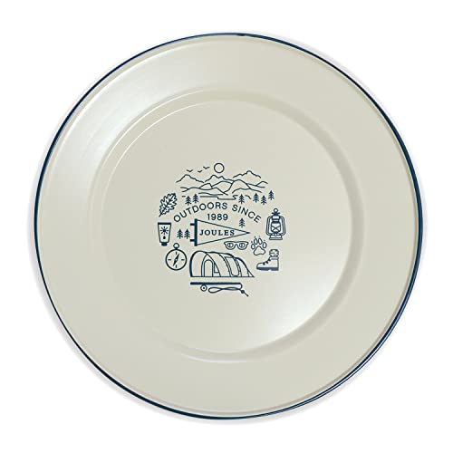 Joules Outdoor Dining Metal Picnic or Camping Plates Pack of 2, Cream - Image 3