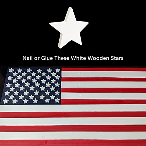 White Wooden Stars For American Flag, 102 Pcs Wood Star Cutouts 1-1/2 Inch By 3/16 Inch For Crafts, July 4Th Independence Day, Christmas (White Wooden Stars) #TOP3