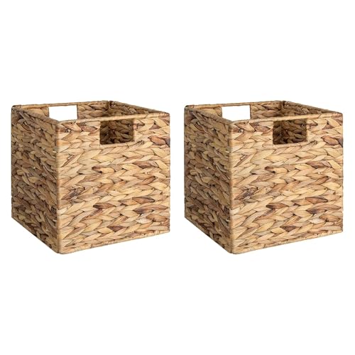 StorageWorks Paniers en osier avec housses amovibles, panier de rangement en osier avec poignées intégrées pour salon, garde-manger, 27x27 cm, lot de 2