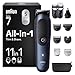 Braun All-in-One Trimmer-Set 7, 11-in-1 Multigroom, Barttrimmer, Nasenhaartrimmer, Haarschneidemaschine für Gesicht, Kopf und Körper, 120 Min Akku, 14 Längen (0.1–21 mm), Wasserdicht, AIO7540, Blau