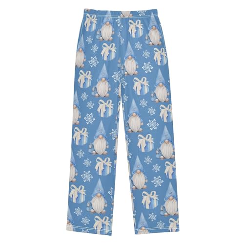 Boys' Pants Christmas Gnome Gifts Snow Blue Long Bottoms Jogger Pants Elastic Waist Trousers with Pockets S-XL