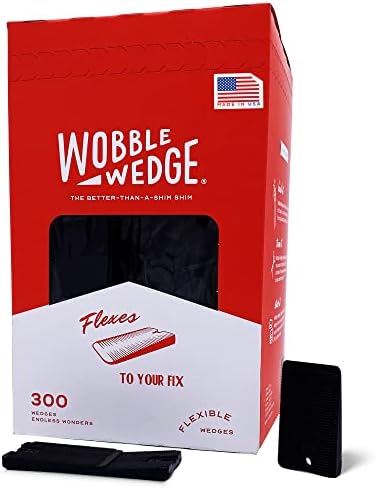 Wobble Wedges Flexible Plastic Shims, 300 Pack - MADE IN USA, Multi-Purpose Shim Wedges for Home Improvement & Work - Plastic Wedge, Table Shims for Leveling, Toilet Shims & Furniture Levelers - Black