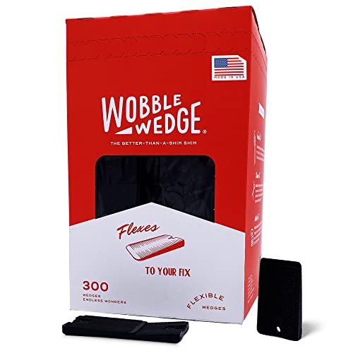 Image of Wobble Wedges Flexible Plastic Shims - Leveling Shims for Home Improvement, Furniture Levelers, Table, and Toilet for Leveling - Made in USA Plastic Wedges Shim for Appliances (Black, 300-Pack)