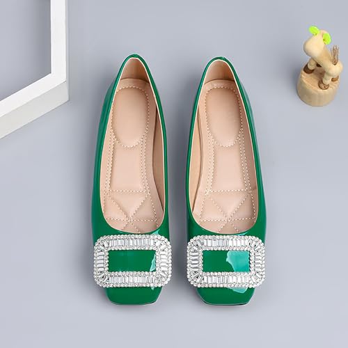 Rhinestones Dress Ballet Flats Shoes for Women Closed Square Toe Flats Comfortable Dressy Casual Slip-on Ballet Shoes4