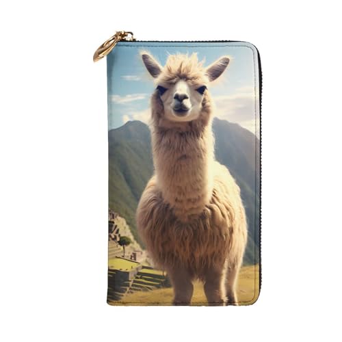 Llama Picture Leather Long Clutch Wallet for Fashionable Girls and Women - Durable, Stylish, and Functional, Black, One Size2