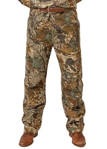 Realtree Men’s Camo Farmhand Pants, Cotton Duck Canvas, Tool Pockets, Reinforced Knees, Water-Resistant, Hunting and Workwear