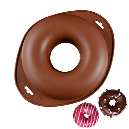 Chikanb Molde Donuts Pastel de Silicona, Grande Forma de Ronda Rosquilla Molde, Antiadherentes de Silicona Donut, Molde de Hornear Pastel para Tartas, Repostería, Bizcocho, Grande Pan, 24 CM Cover