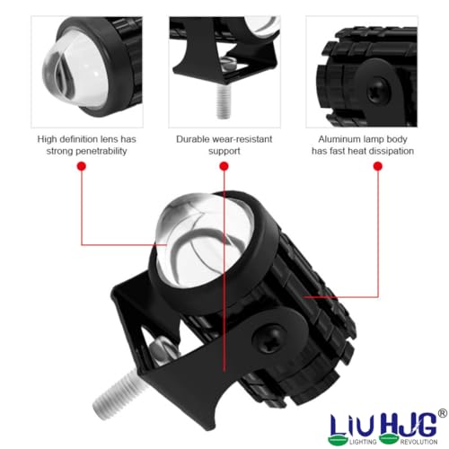 Image of LIU HJG Mini U10 18W LED Fog Light | Dual Beam Yellow /White with Red Devil Eye DRL | Universal Fit Fog Lamp for Bike & Car | Compact Waterproof 10V-80V Driving Headlight (Pack of 1)