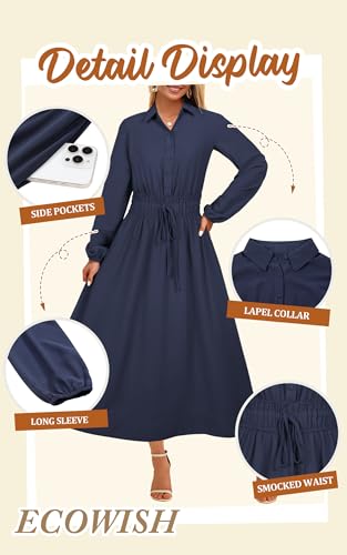 Image of ECOWISH Summer Maxi Dress for Women Casual Flowy V Neck Short Sleeve A Line Empire Waist Tiered Long Dresses with Pockets