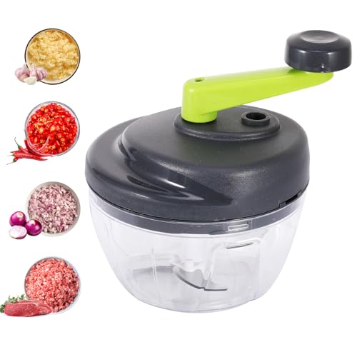 COZHYESS Hachoir à Légumes, Hachoir à Oignons Manuel 520ML, Hachoir à Ail avec Manivelle, Hachoir à Oignons Manuel, Hachoir à Oignons, Idéal pour Les Fruits et Légumes, Oignons, Noix, Tomates