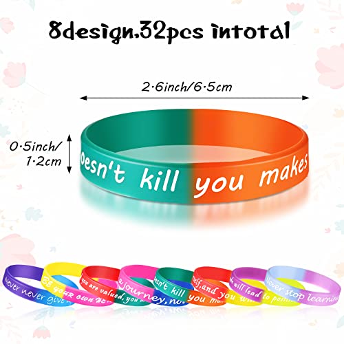 32 Pieces Inspirational Rubber Bracelets Motivational Quote Silicone Wristbands Colored Inspirational Stretch Bracelets Assorted Unisex Wrist Bands For Men Women Christmas Birthday Party Supplies #TOP3