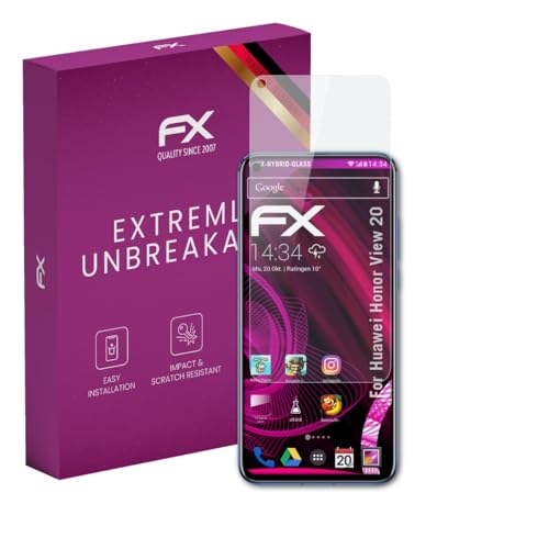 atFoliX Lámina Protectora de plástico Cristal compatible con Huawei Honor View 20 Película Vidrio, 9H Hybrid-Glass FX Protector Pantalla Vidrio templado de plástico