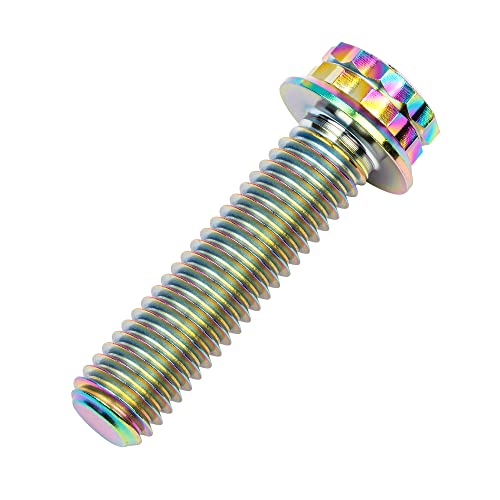 Image of Titanium Flange 12 Point Head M8 x15 20 25 30 35 40 45 50 55 60 65mm Screw Bolt Pack of 4 (M8x30mm, Rainbow)