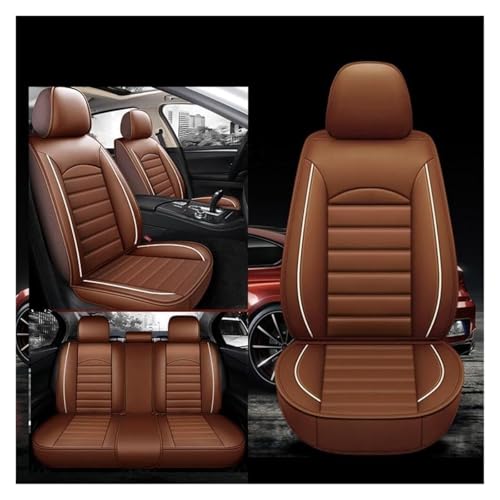 ALKANI Coprisedili Auto Universale, Coprisedili Anteriori e Posteriori 5 Posti, Coprisedili Auto per Mazda 2 Type DE/DJ / XP21 / DY 2016-2023 2024+, Set Completo Coprisedili Pelle Impermeabili(Brown)
