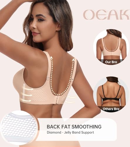 OEAK Womens Comfortable Bra Push Up Bras Wireless Support Lift Brassiere V Neck Full Coverage Everyday Seamless Tshirt Bras2