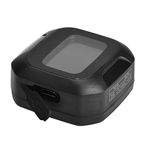 lateral view of the EBTOOLS Motorcycle Wireless TPMS display unit showing the USB charging port with a protective cover.