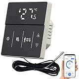revolt Alexa-Thermostat Heizung: WLAN-Fußbodenheizung-Thermostat mit App und Sprachsteuerung, schwarz (Thermostat Fußbodenheizung Alexa)